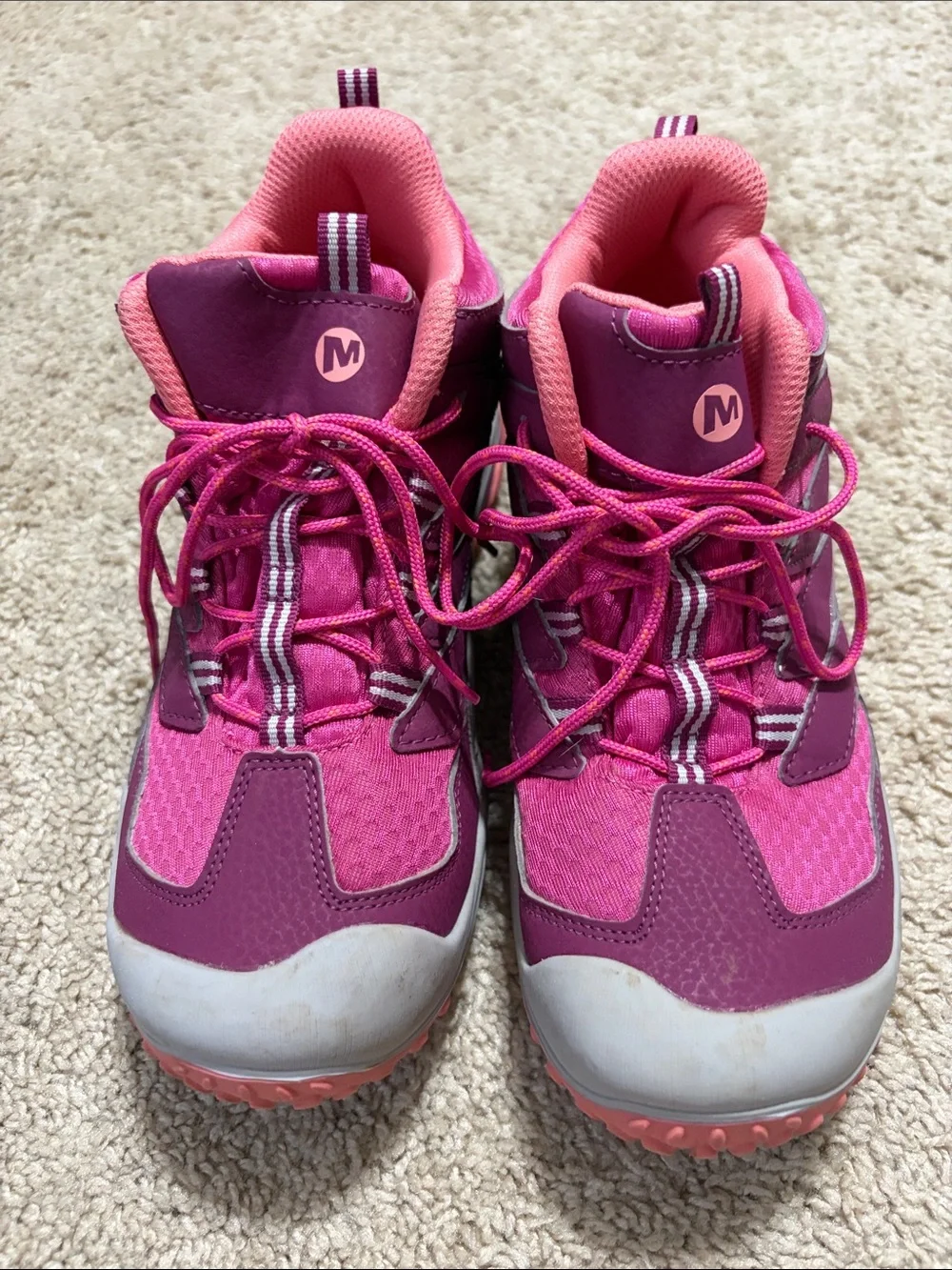 Merrell Kids Chameleon 7 Access Mid A/C Waterproof Hiking Boots Berry Pink 5M